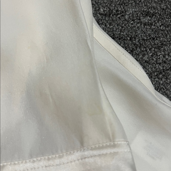 Equipment Silk Cream Satin Ruffle-Front Button Down Blouse Petite Small Office - Picture 7 of 7